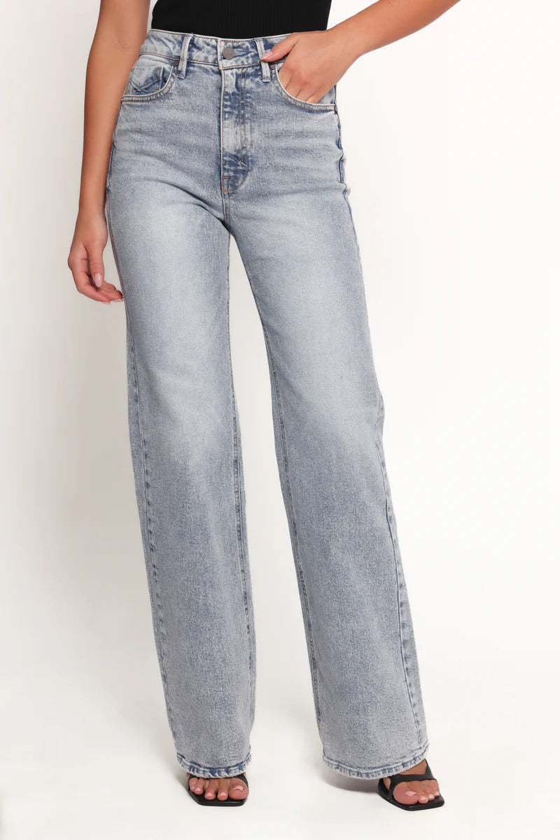Light Wash High-Waisted Wide-Leg Jeans