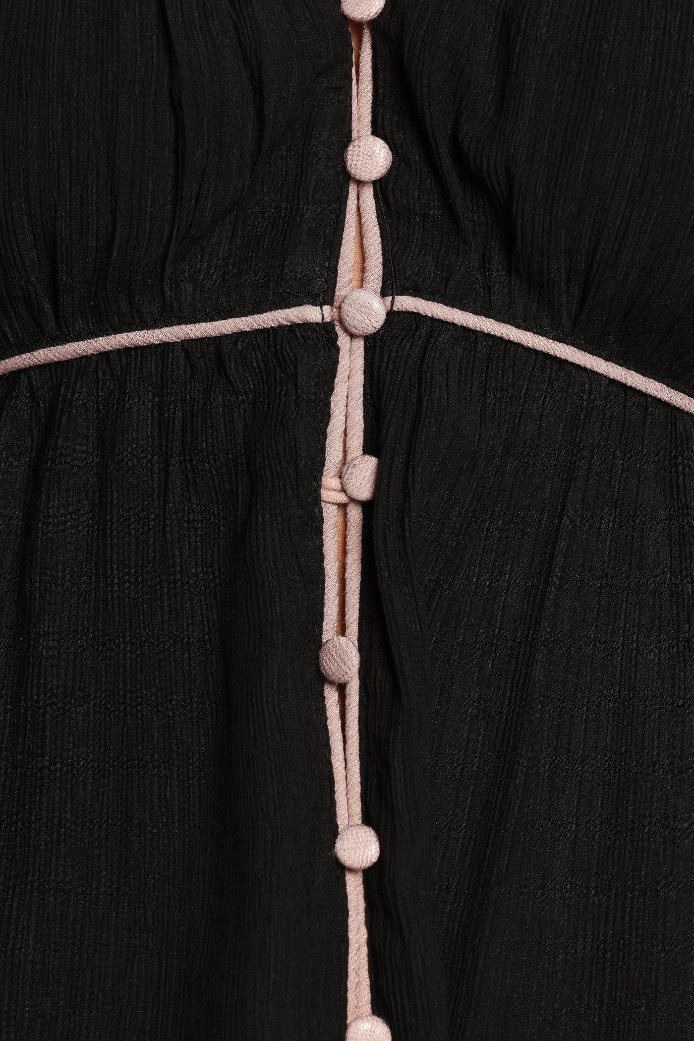 Black Contrast Pink Trim V-Neck Peplum Blouse